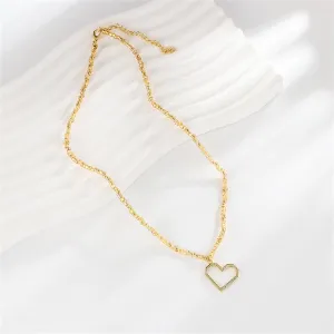 Cubic Zirconia & Acrylic 18K Gold-Plated Open Heart Pendant Necklace