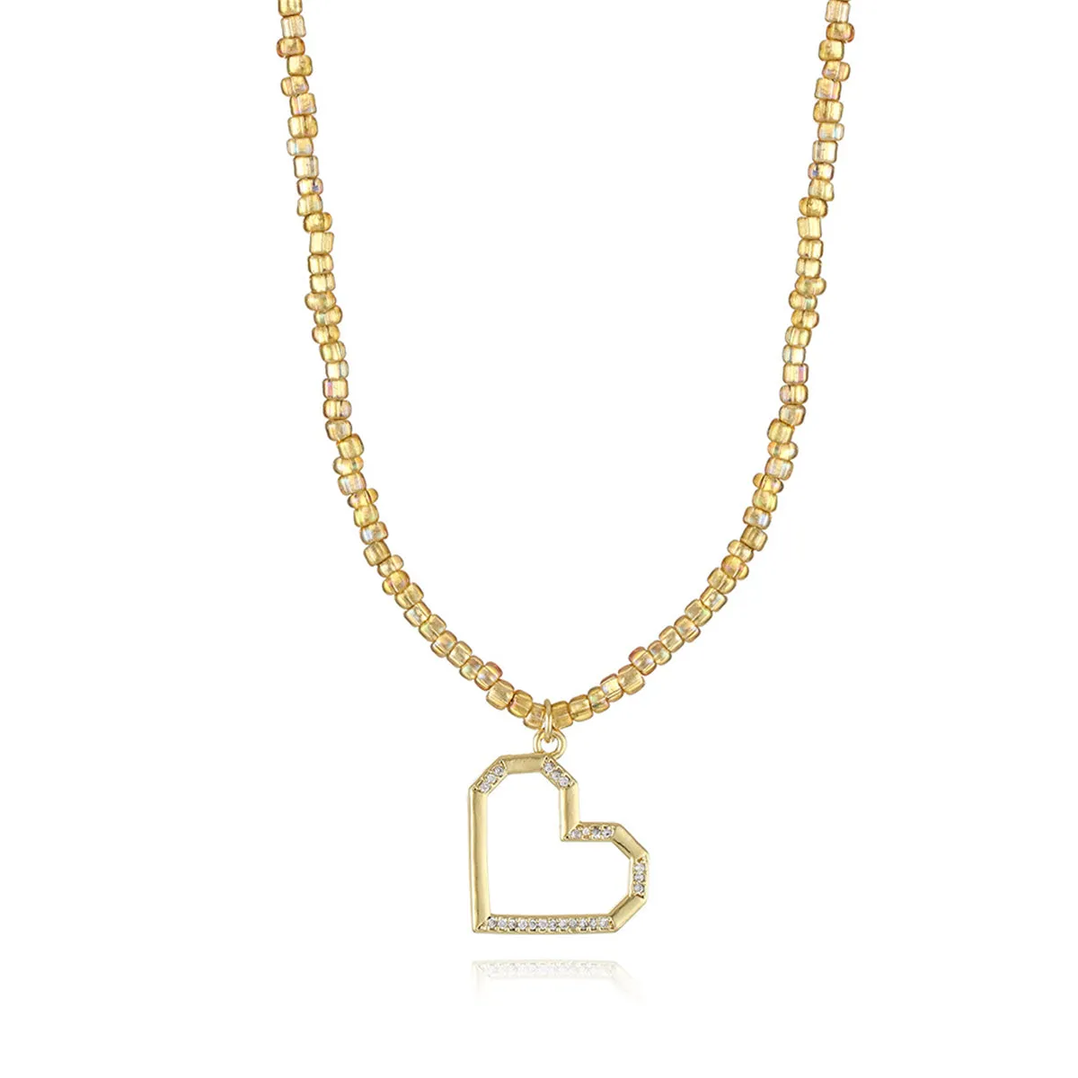 Cubic Zirconia & Acrylic 18K Gold-Plated Open Heart Pendant Necklace