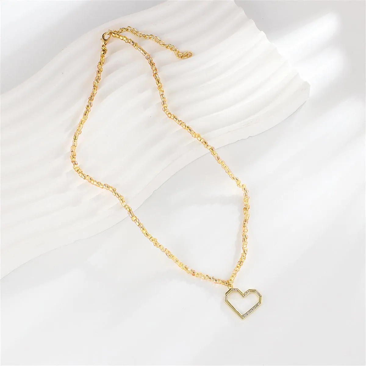 Cubic Zirconia & Acrylic 18K Gold-Plated Open Heart Pendant Necklace