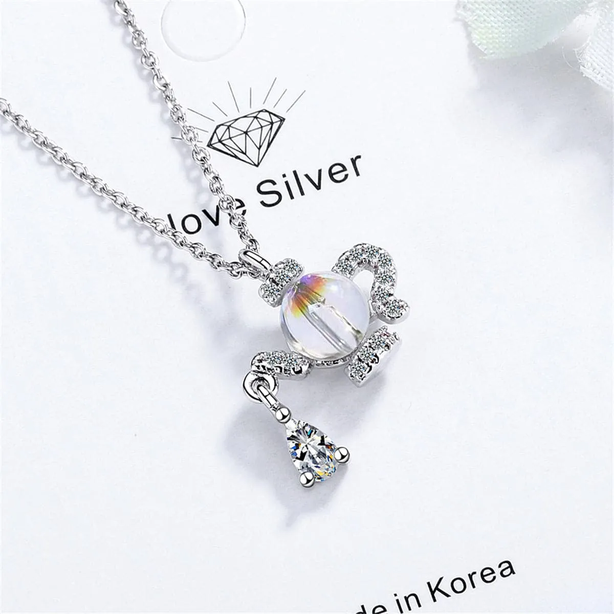 Cubic Zirconia & Crystal Silver-Plated Teapot Pendant Necklace