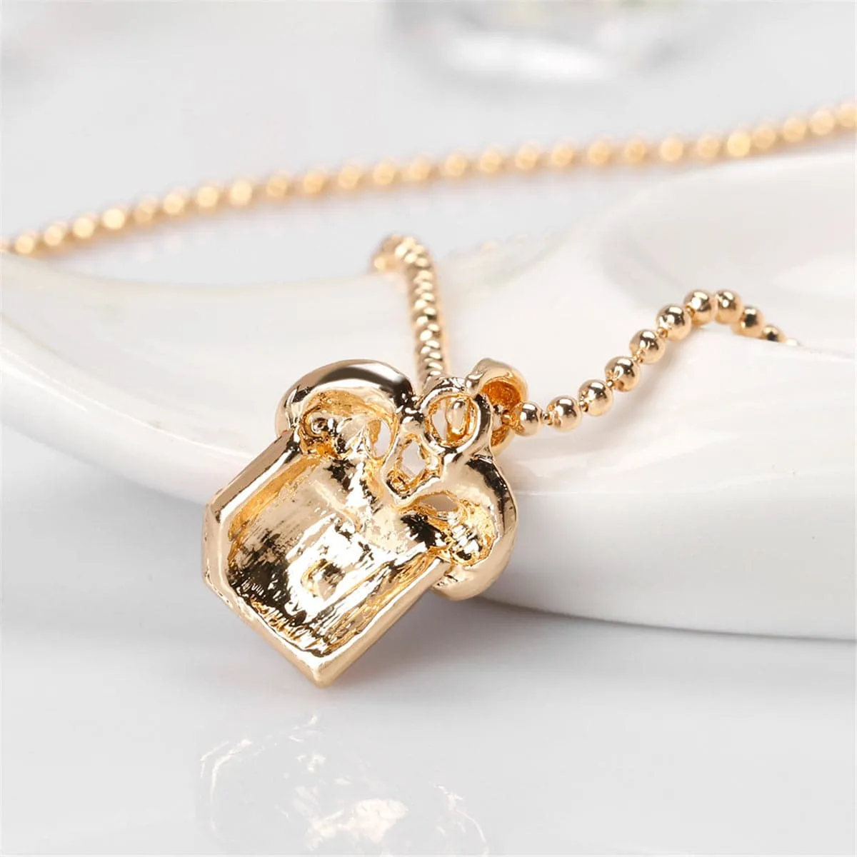 Cubic Zirconia & Enamel 18K Gold-Plated Gift Box Pendant Necklace