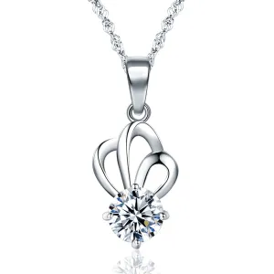 Cubic Zirconia & Sterling Silver Scalloped Pendant Necklace