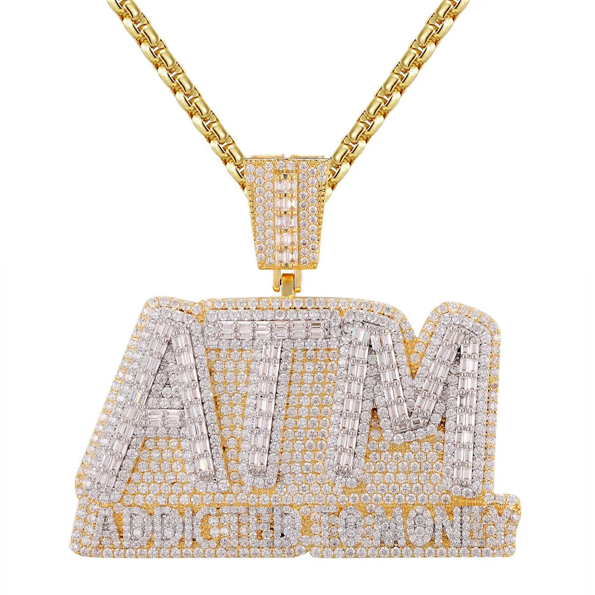 Custom 3D ATM Addicted to Money Rich Simulated Diamond With Chain