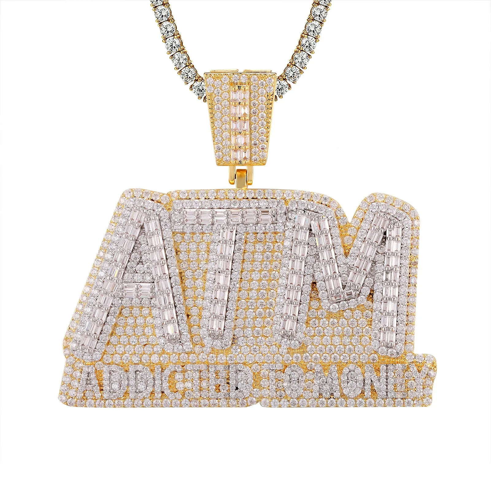 Custom 3D ATM Addicted to Money Rich Simulated Diamond With Chain