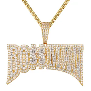 Custom Bossman Double layer Simulated Diamond  Pendant With Chain