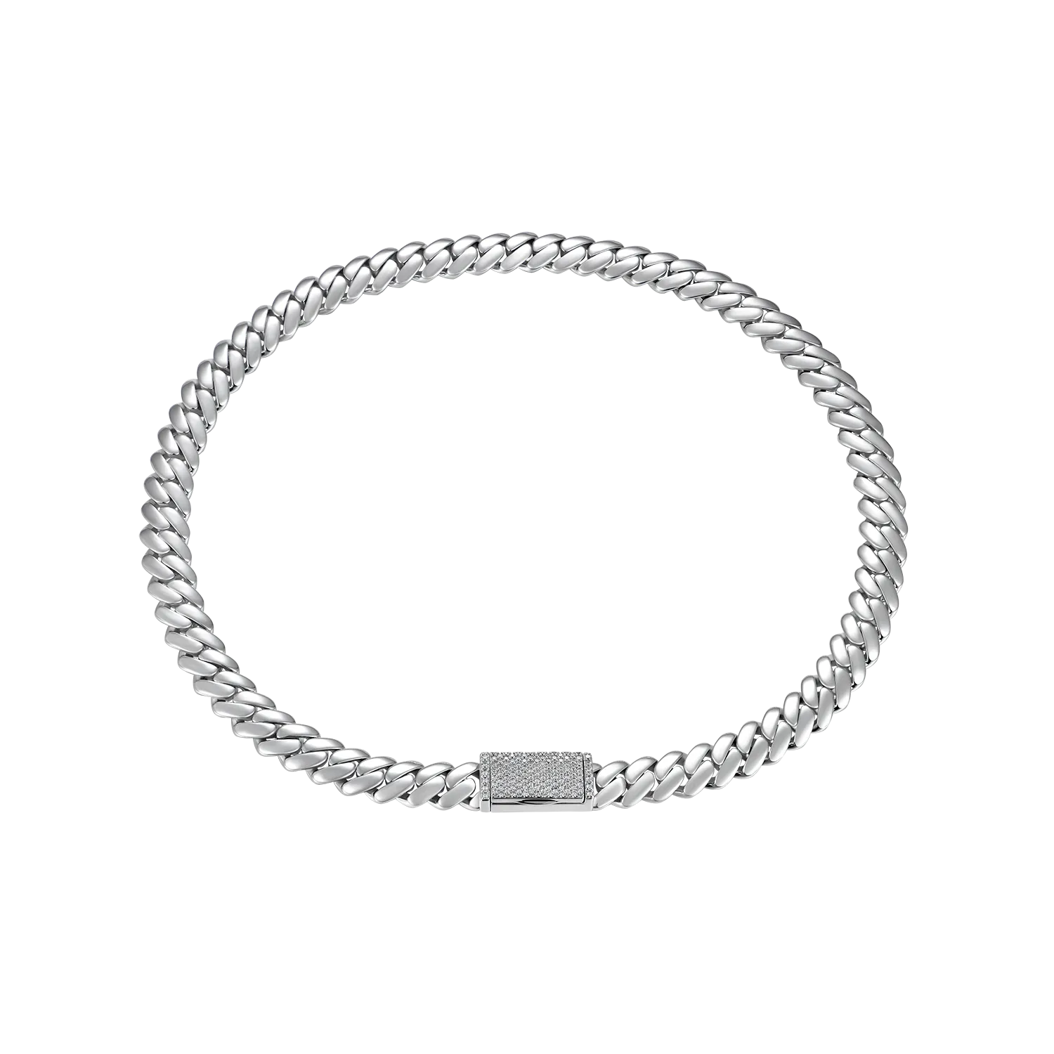 Custom Plain Gold Cuban Link Name Necklace Chain - White Gold