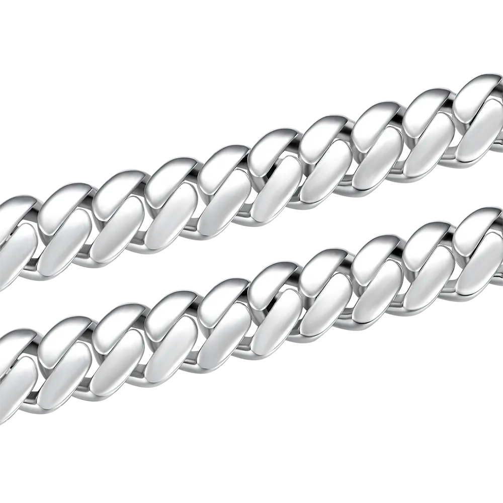 Custom Plain Gold Cuban Link Name Necklace Chain - White Gold
