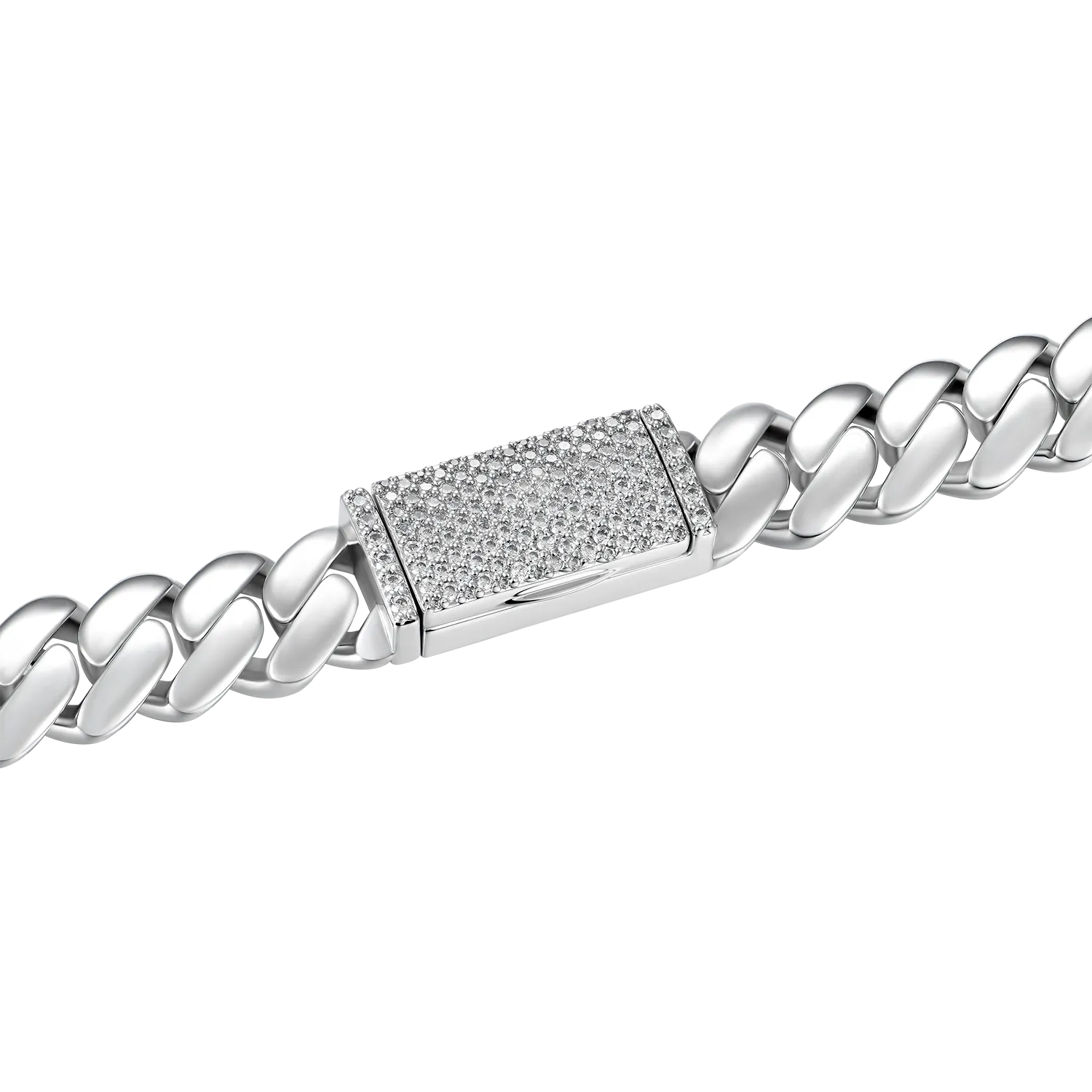 Custom Plain Gold Cuban Link Name Necklace Chain - White Gold