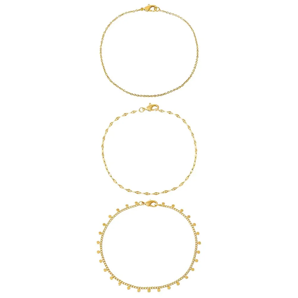 Dainty X Dangling Discs Chain Anklet Combo Set