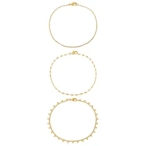 Dainty X Dangling Discs Chain Anklet Combo Set