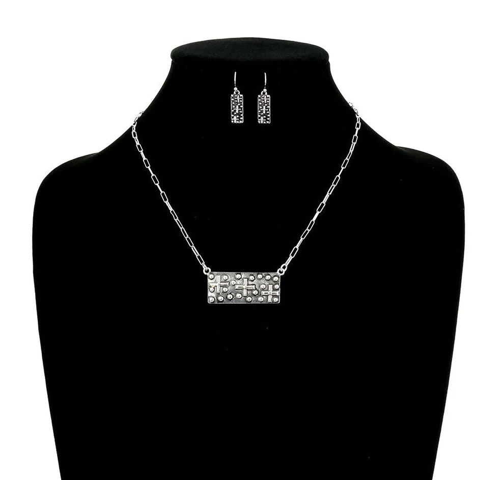 D'Anvers Fashion Paperclip Triple Cross Bar Necklace Or Earrings