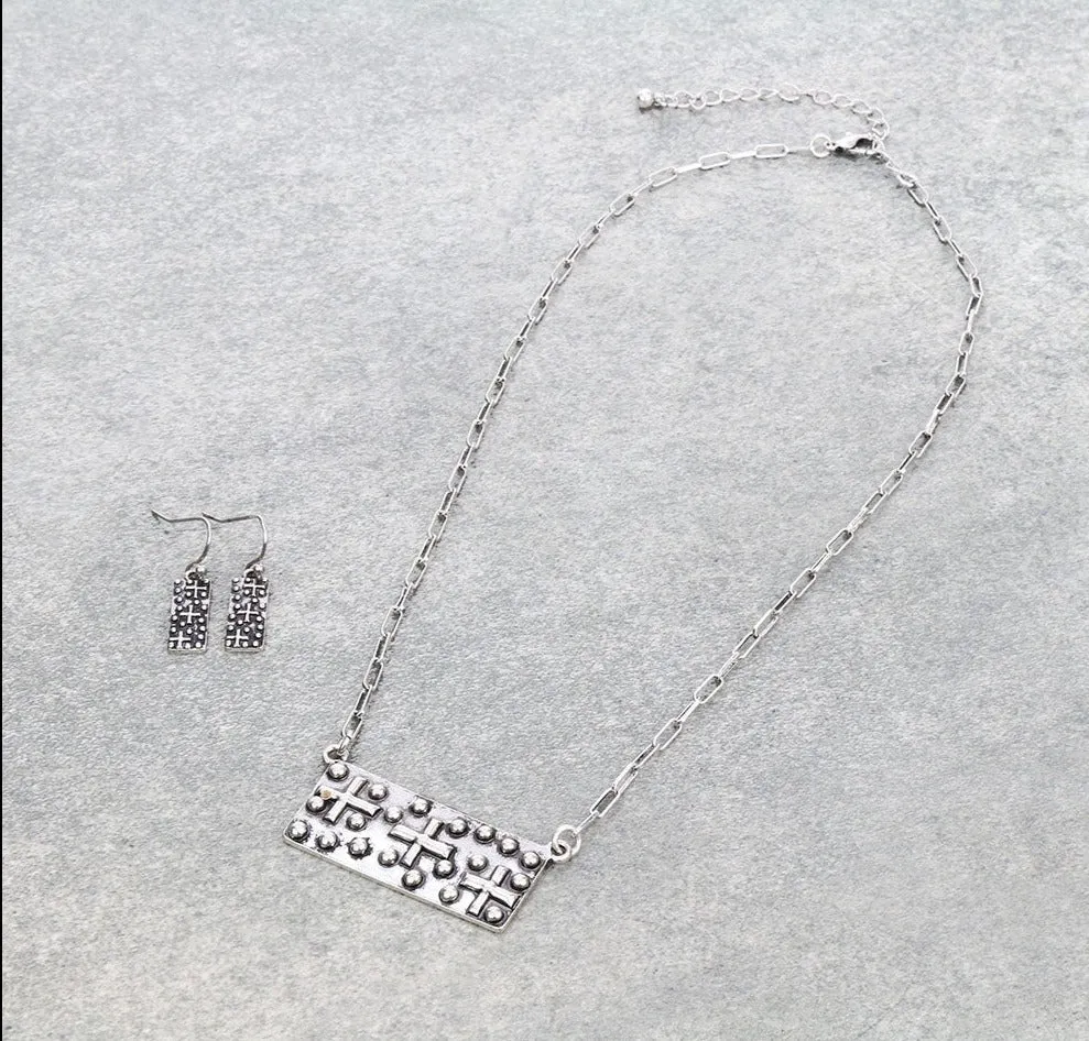 D'Anvers Fashion Paperclip Triple Cross Bar Necklace Or Earrings