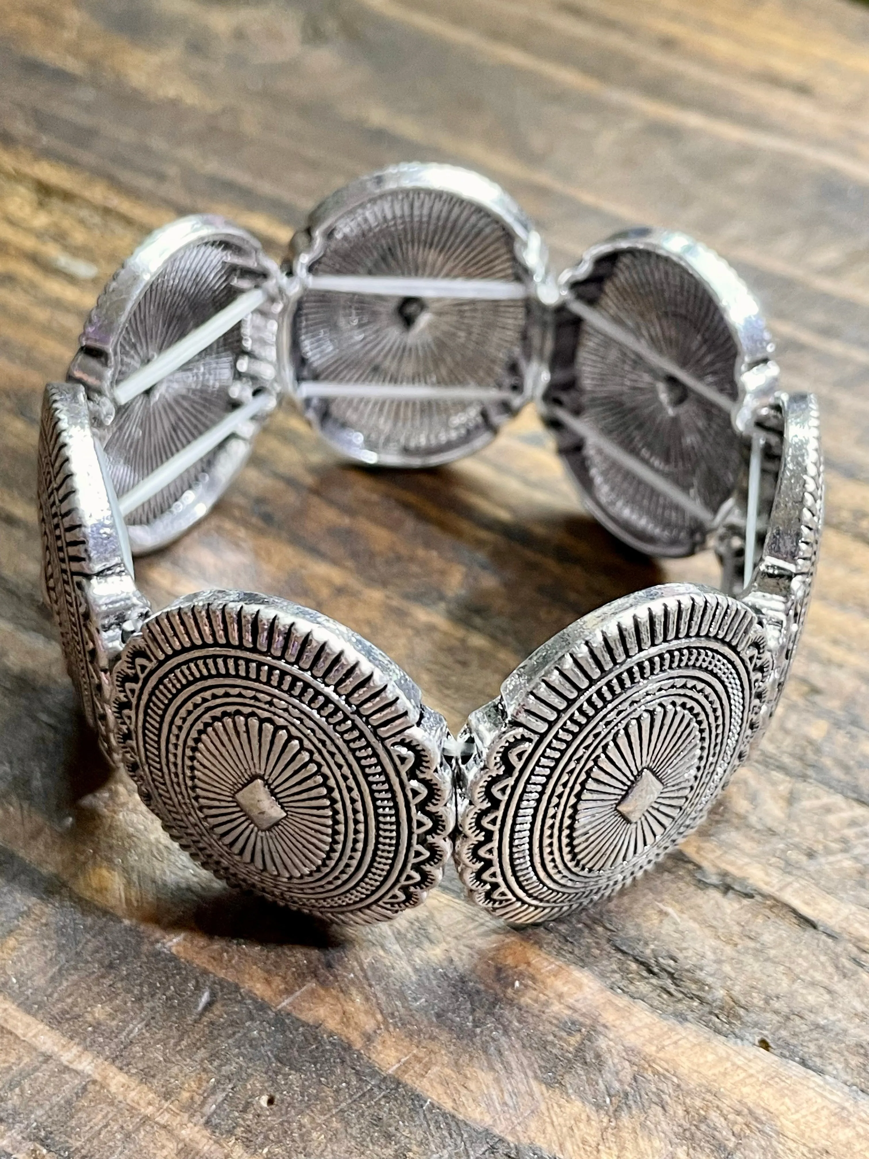 Devine Fashion Concho Jewelry Necklace, Earrings, Ring & Stretch Bracelet