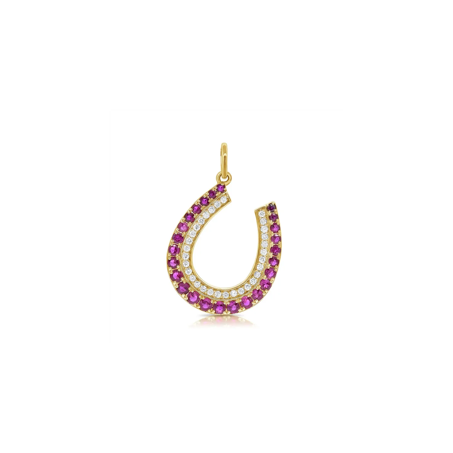 Diamond & Ruby Horseshoe Charm