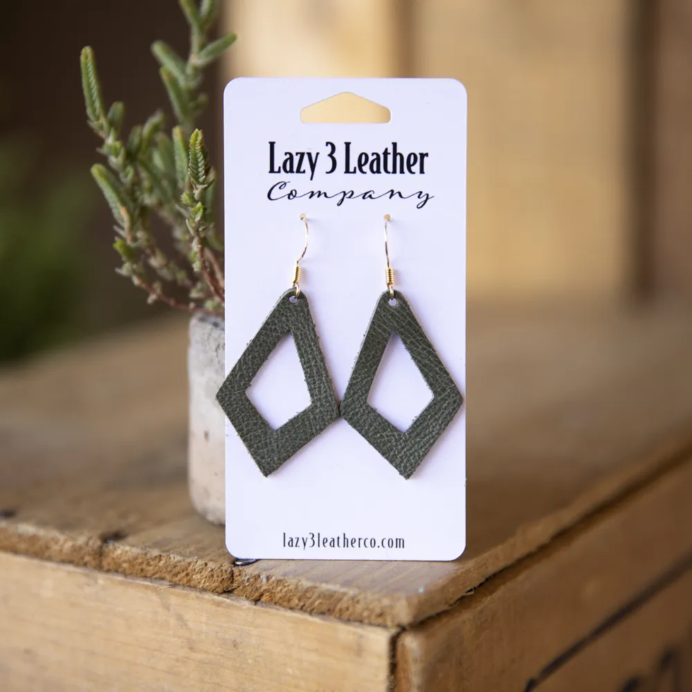 Diamond Drop Leather Earrings