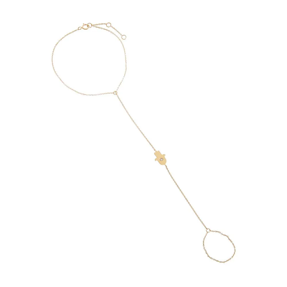Diamond Hamsa Hand Chain 14K