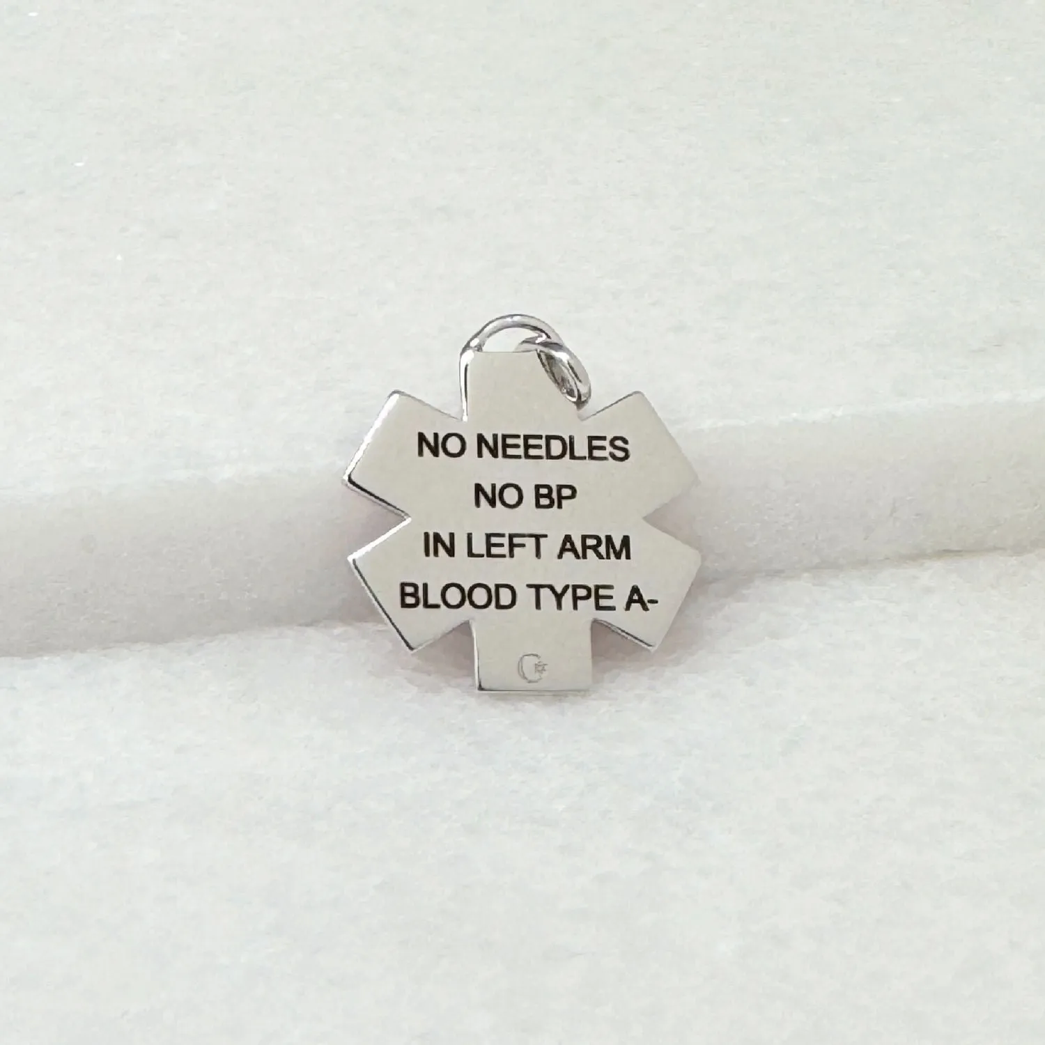 Diamond Medical ID Charm in White Gold with Ruby