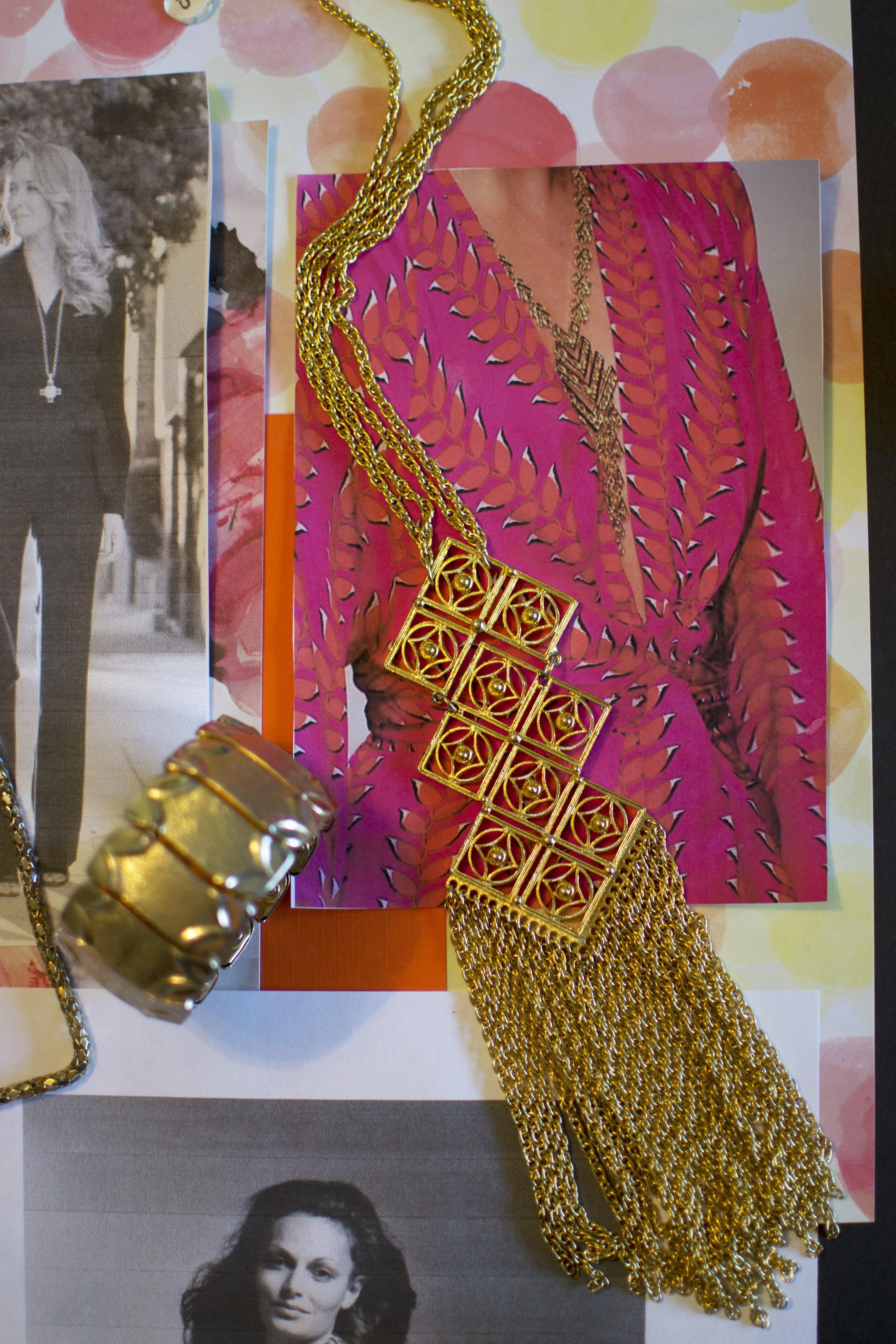 Diane von Furstenberg Gold Silver and Copper Thick Rope Chain Necklace
