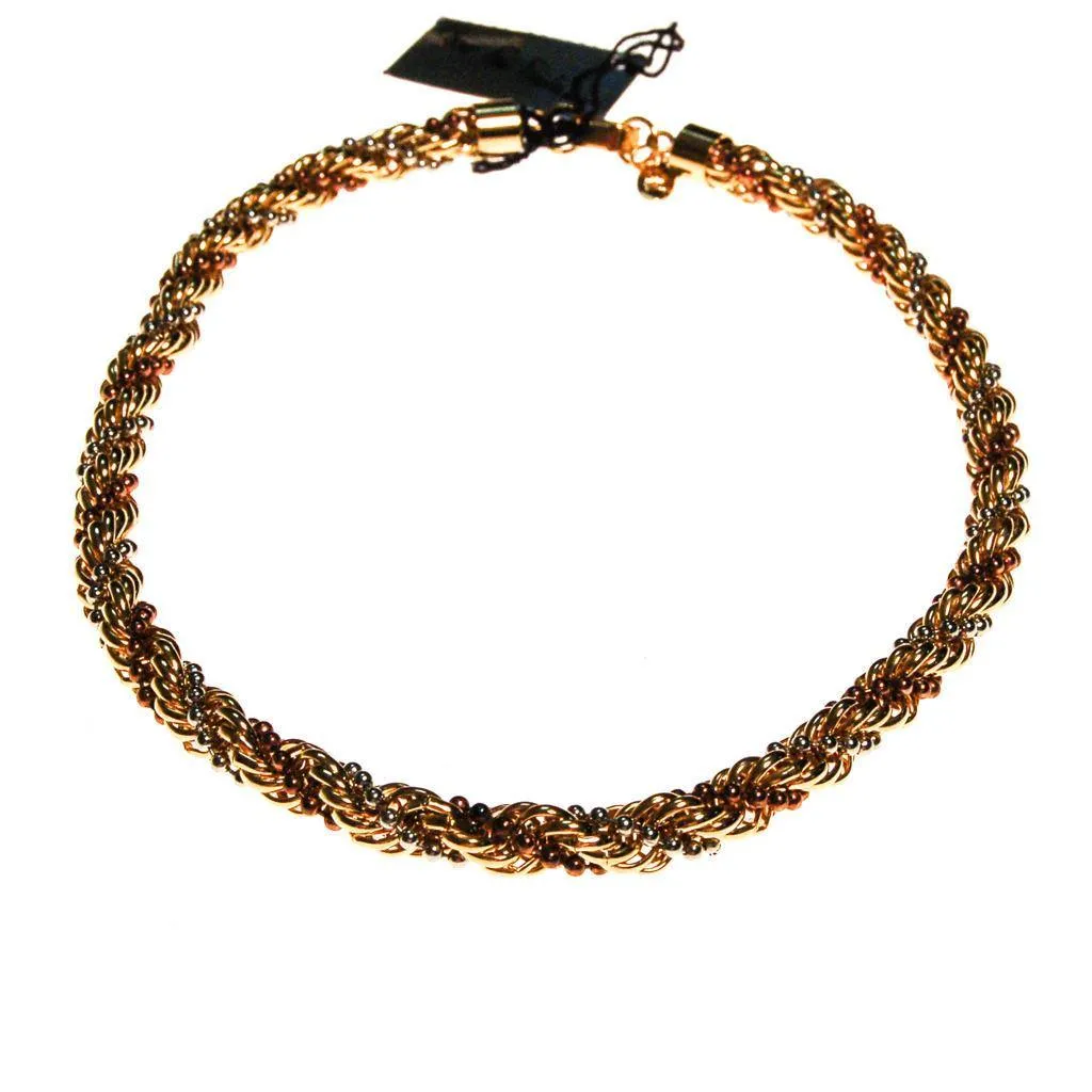 Diane von Furstenberg Gold Silver and Copper Thick Rope Chain Necklace