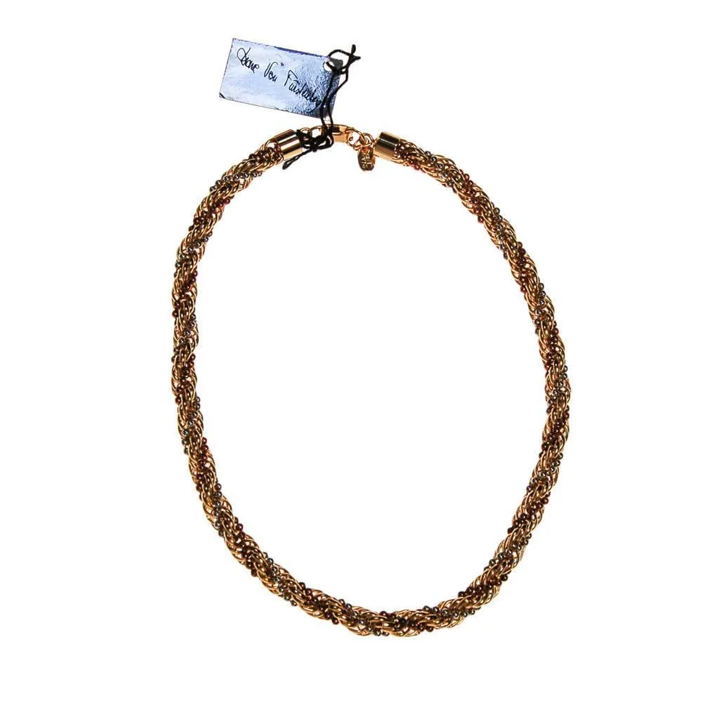 Diane von Furstenberg Gold Silver and Copper Thick Rope Chain Necklace
