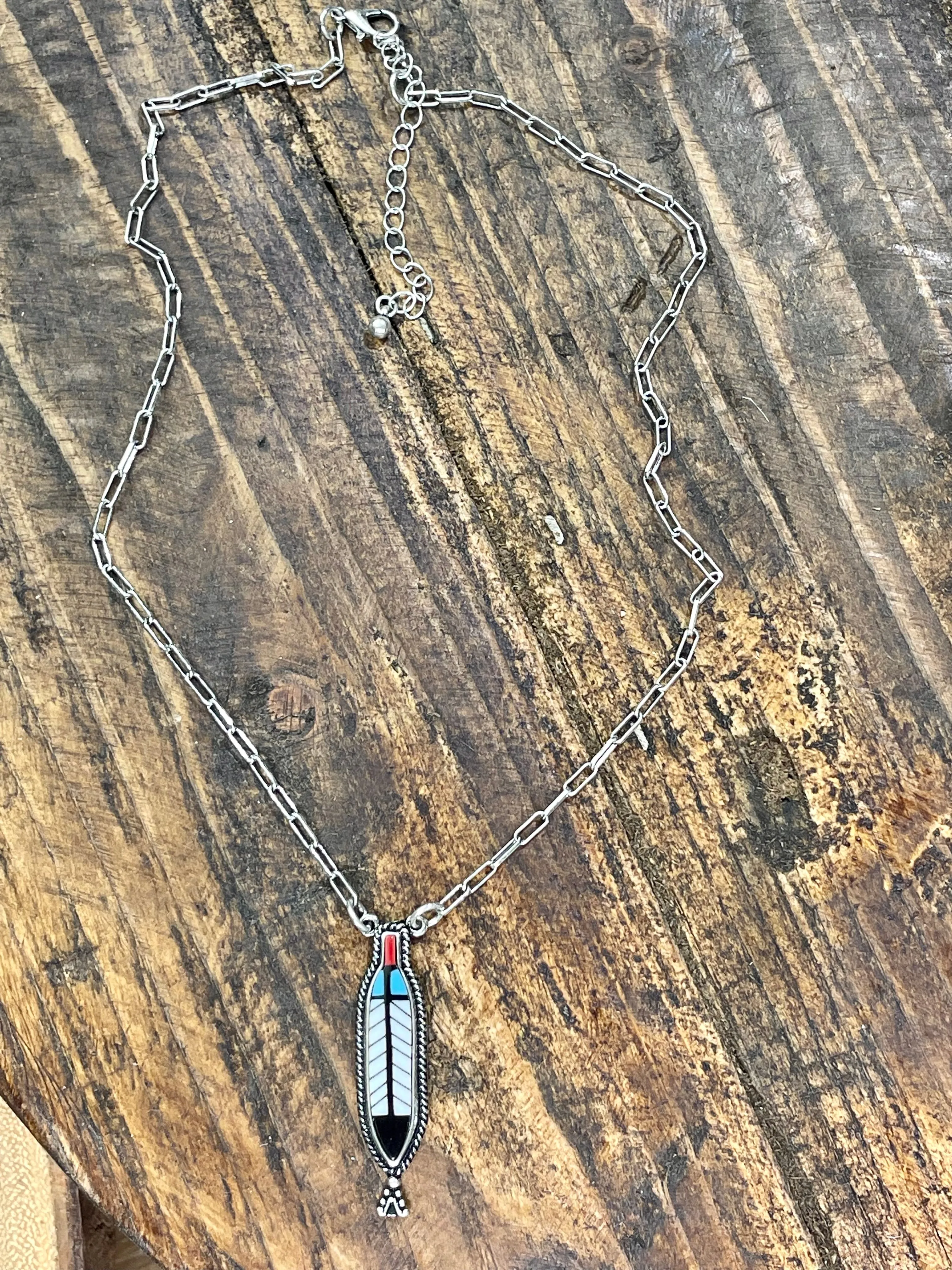 Dodson Fashion Paperclip Feather Necklace and Earrings