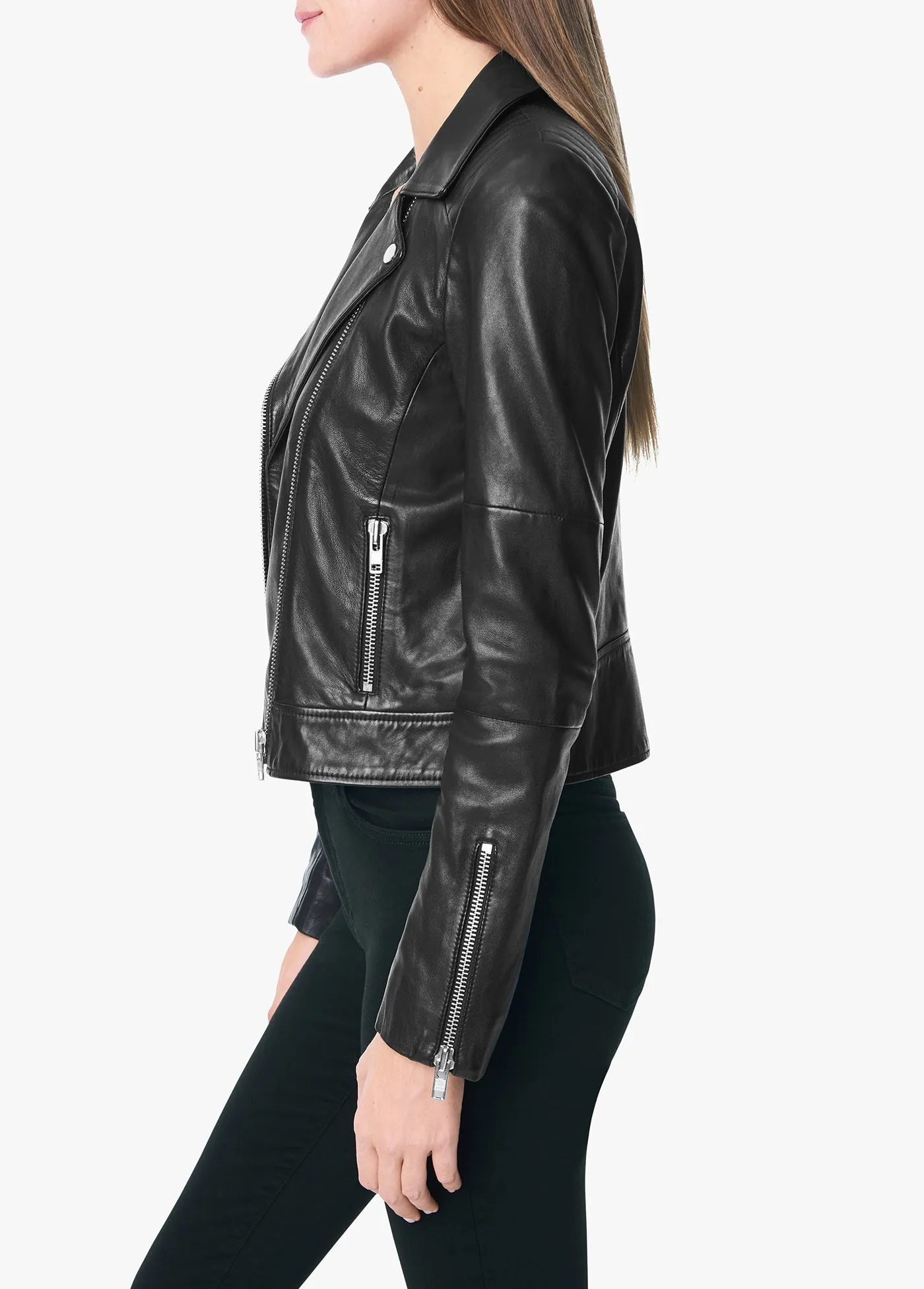 DYLAN LEATHER ZIP MOTO JACKET