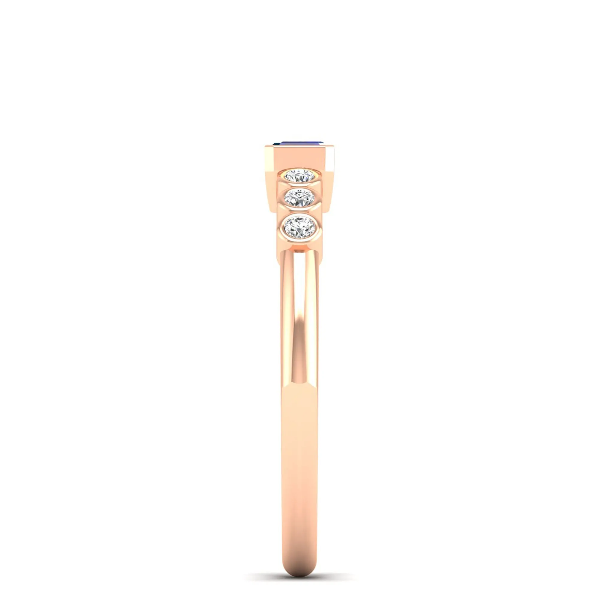 East-West Sapphire and Bezel Diamond Ring