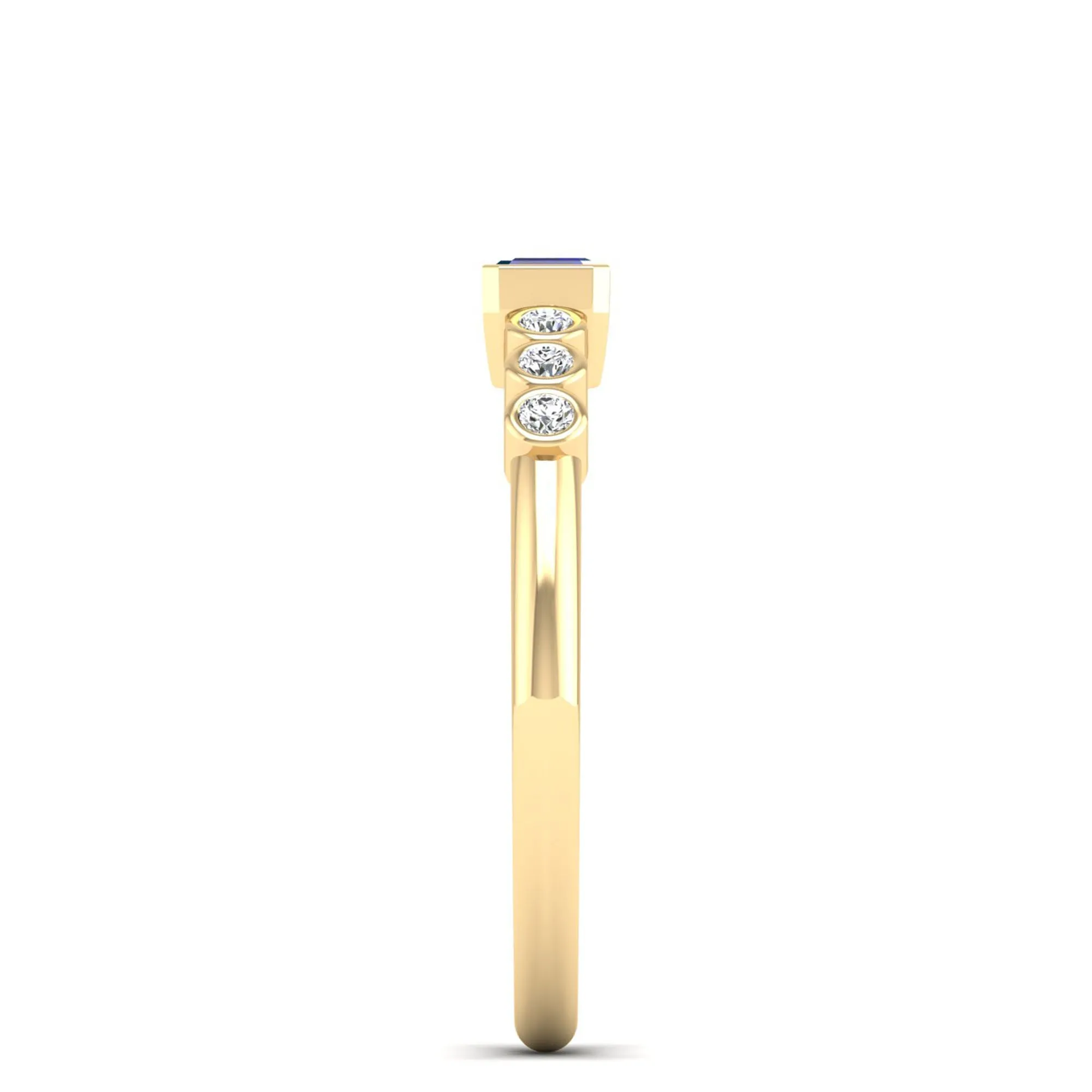 East-West Sapphire and Bezel Diamond Ring