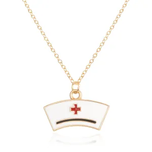 Enamel & 18K Gold-Plated Nurse Cap Pendant Necklace