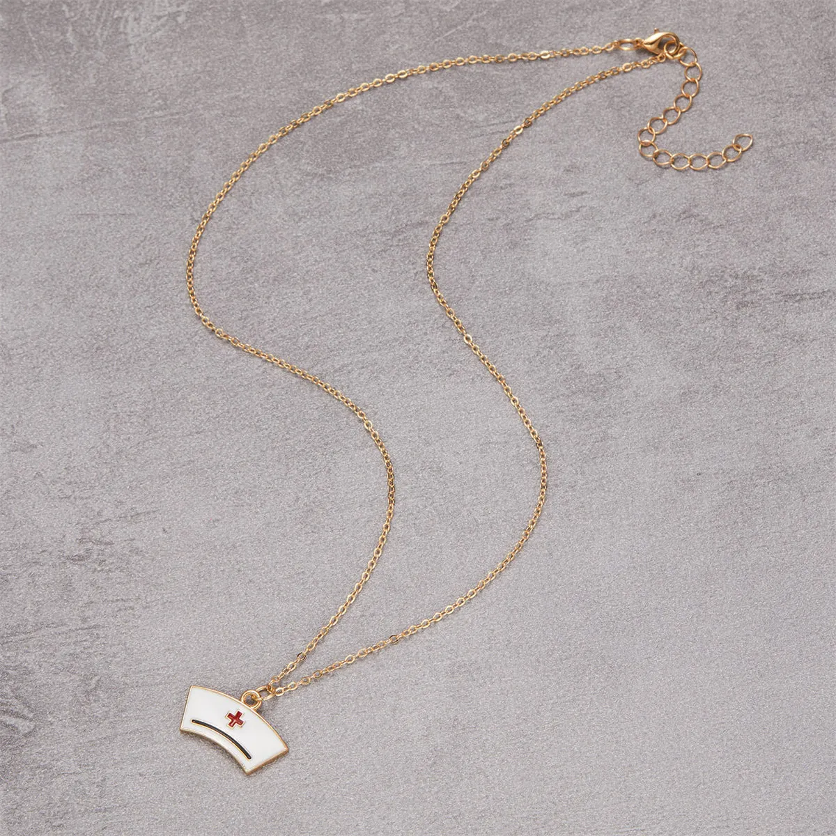 Enamel & 18K Gold-Plated Nurse Cap Pendant Necklace