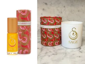 ESSENTIALS ~ GARNET Perfume Oil Concentrate Roll-On and Candle Gift Set by Sage