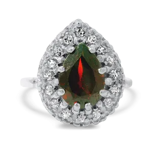 Estate 14k White Gold Almandite Garnet & Diamond Ring