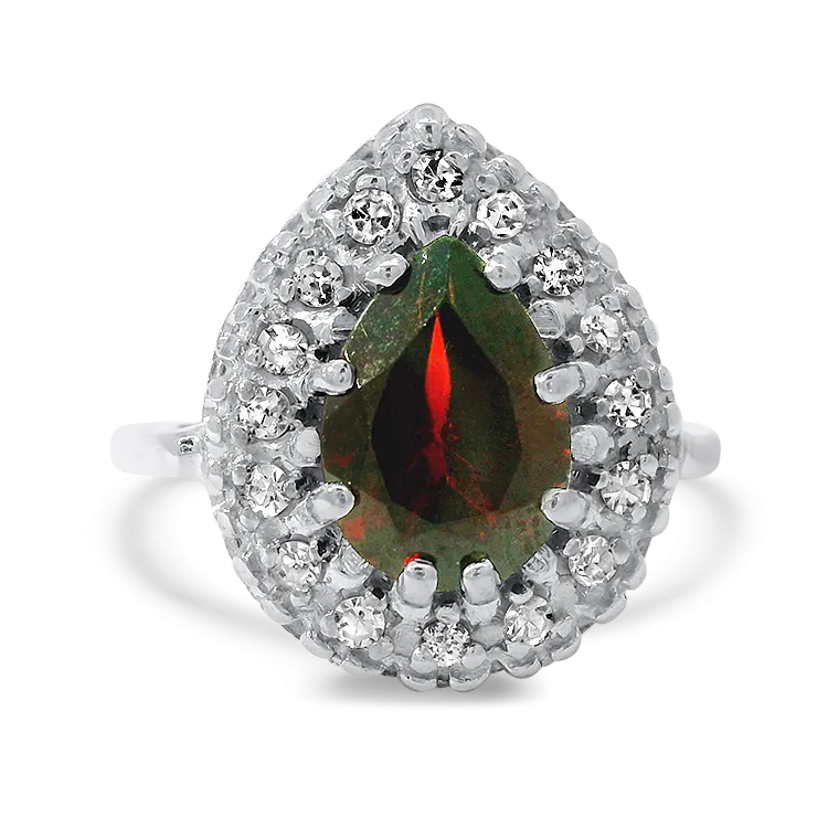 Estate 14k White Gold Almandite Garnet & Diamond Ring