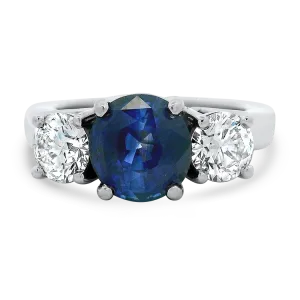 Estate Platinum 3-Stone Sapphire and Diamond Ring