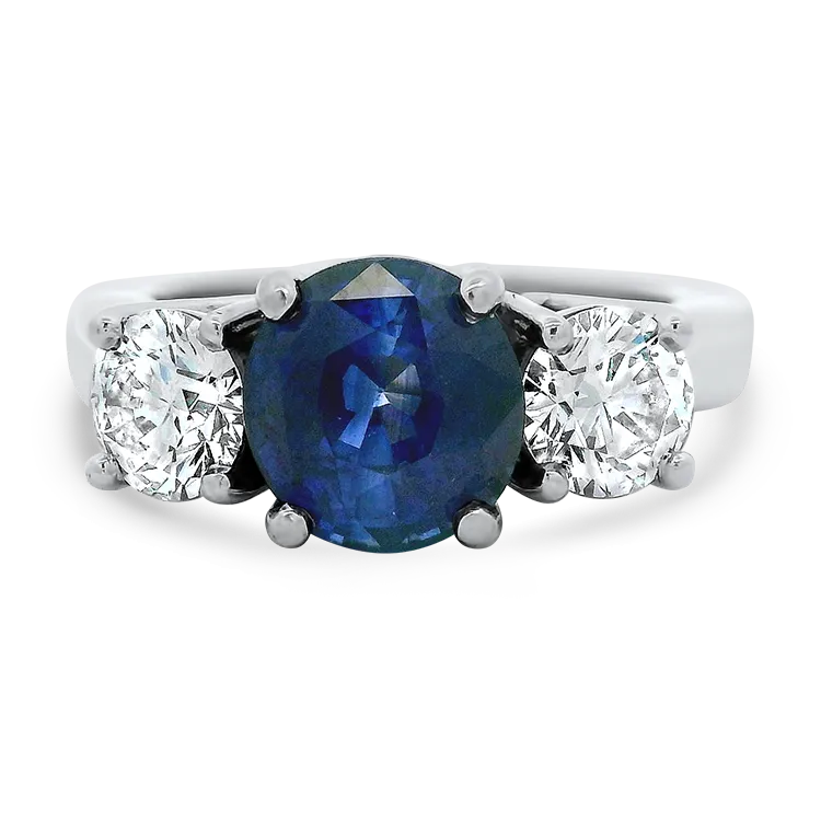 Estate Platinum 3-Stone Sapphire and Diamond Ring