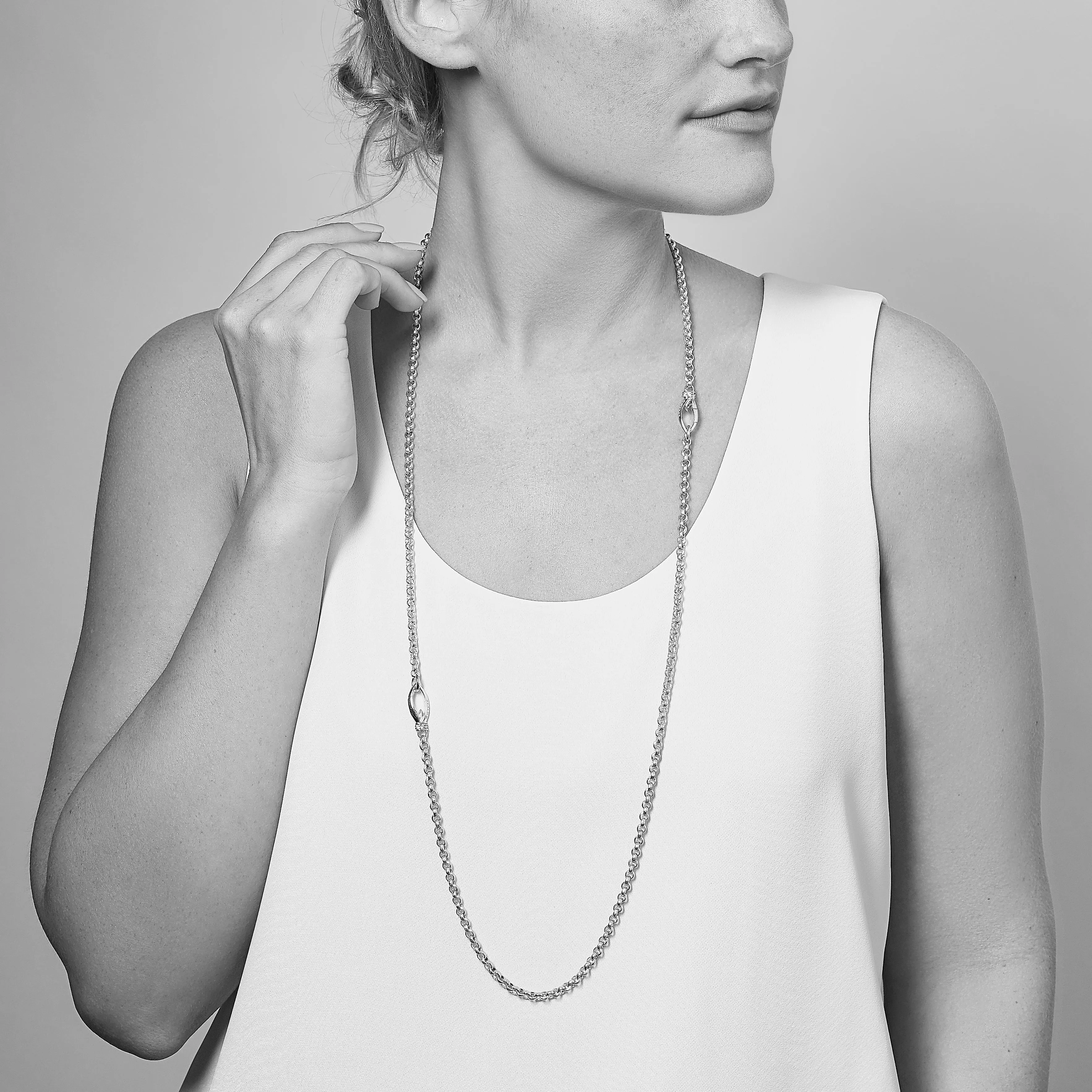 Everyday Chain Necklace 18" - 18K Gold Vermeil   CZ Blanc