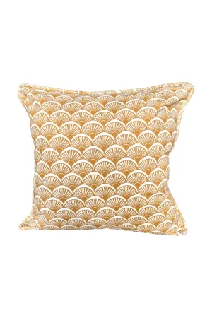 fandango camel yellow printed cloth 20" x 20" piped pillow covers