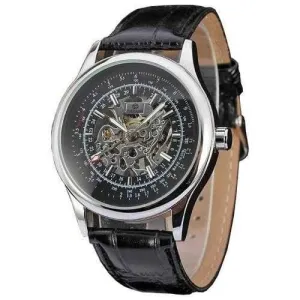 FORSINING A708 Siliver Case Leather Band Mechanical Wrist Watch