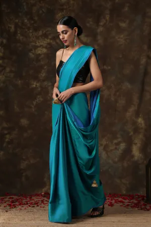 Frosted Sapphire Satin Saree
