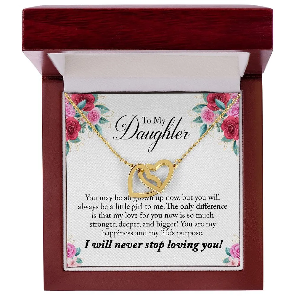 Gift For Daughter - Always A Little Girl -  Interlocking Hearts Necklace Message Card - Gift For Birthday, Christmas From Dad, Mom