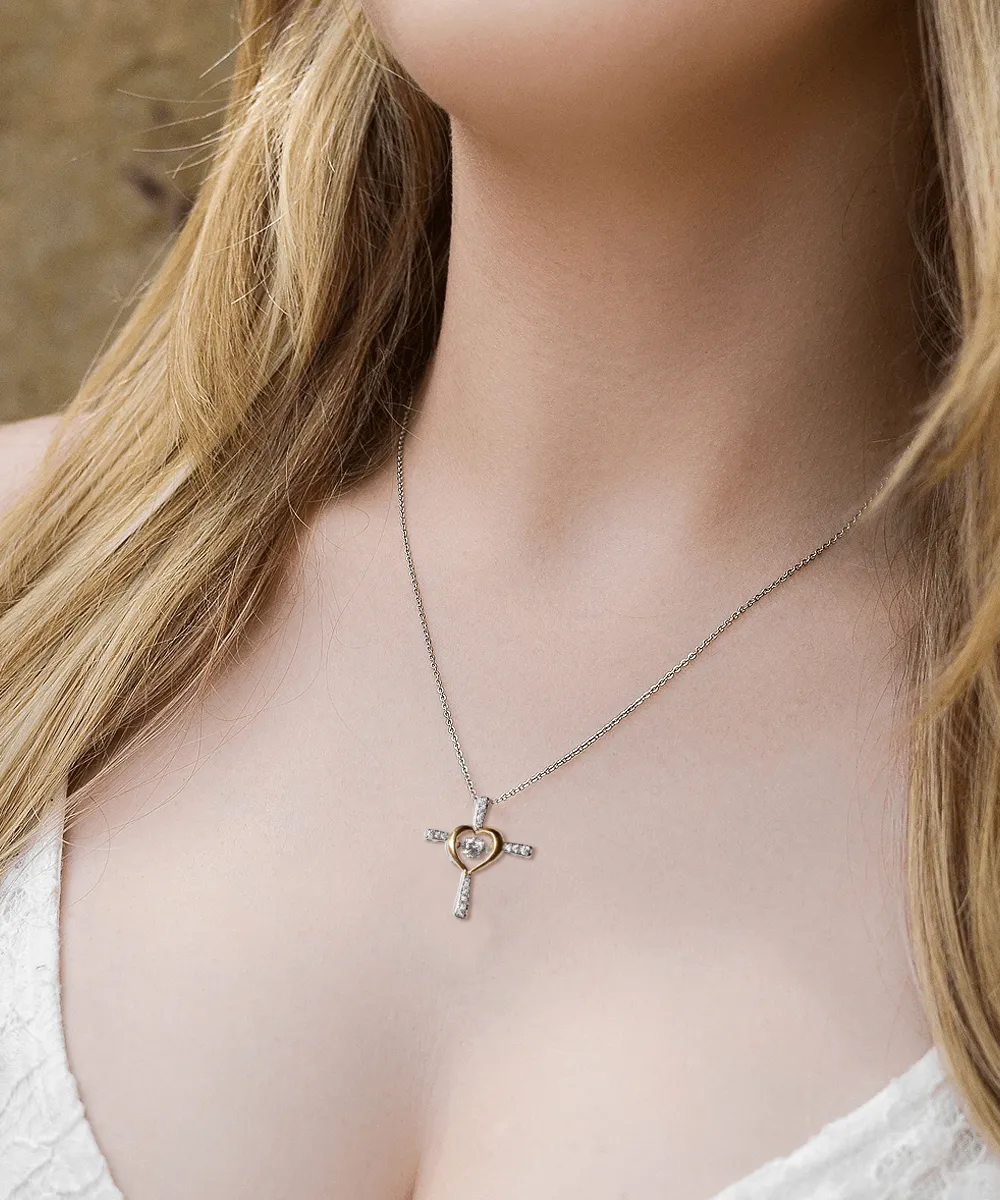Gift For Daughter From Mom - When Life Tries - Cross Dancing Necklace With Message Card - Gift For Birthday, Anniversary, Christmas From Mom