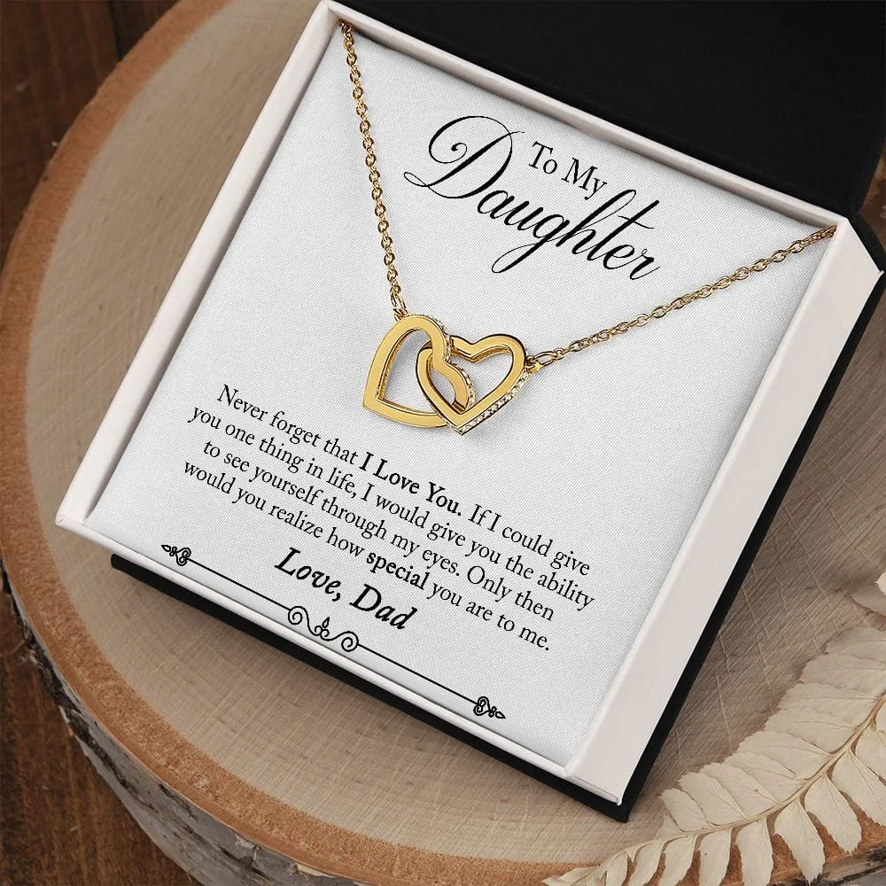 Gift For Daughter - One Thing - Interlocking Hearts Necklace Message Card Gift For Birthday Christmas From Dad Mom