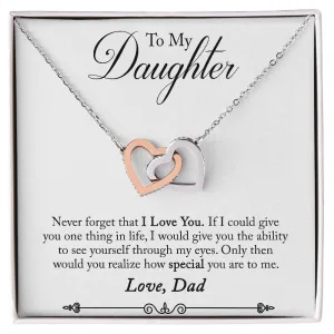 Gift For Daughter - One Thing - Interlocking Hearts Necklace Message Card Gift For Birthday Christmas From Dad Mom