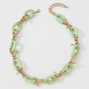 Green Acrylic & 18K Gold-Plated Interlock Chain Necklace