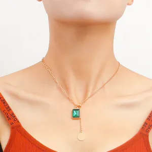 Green Crystal & 18K Gold-Plated Sequin Drop Necklace