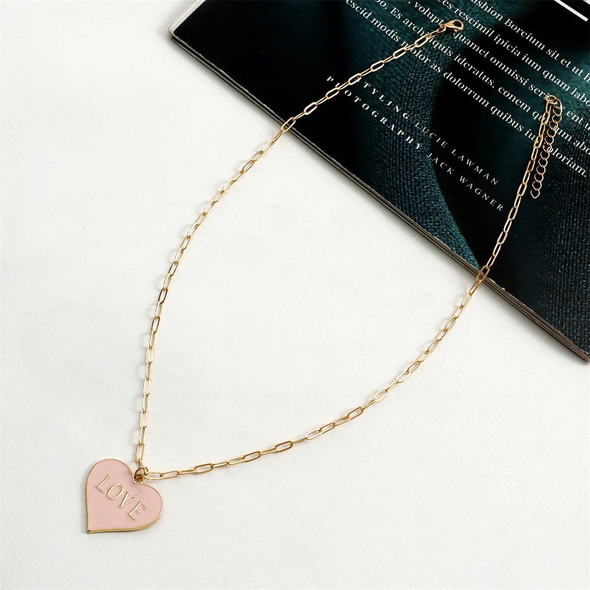 Green Enamel & Pearl 18K Gold-Plated Heart Pendant Necklace Set