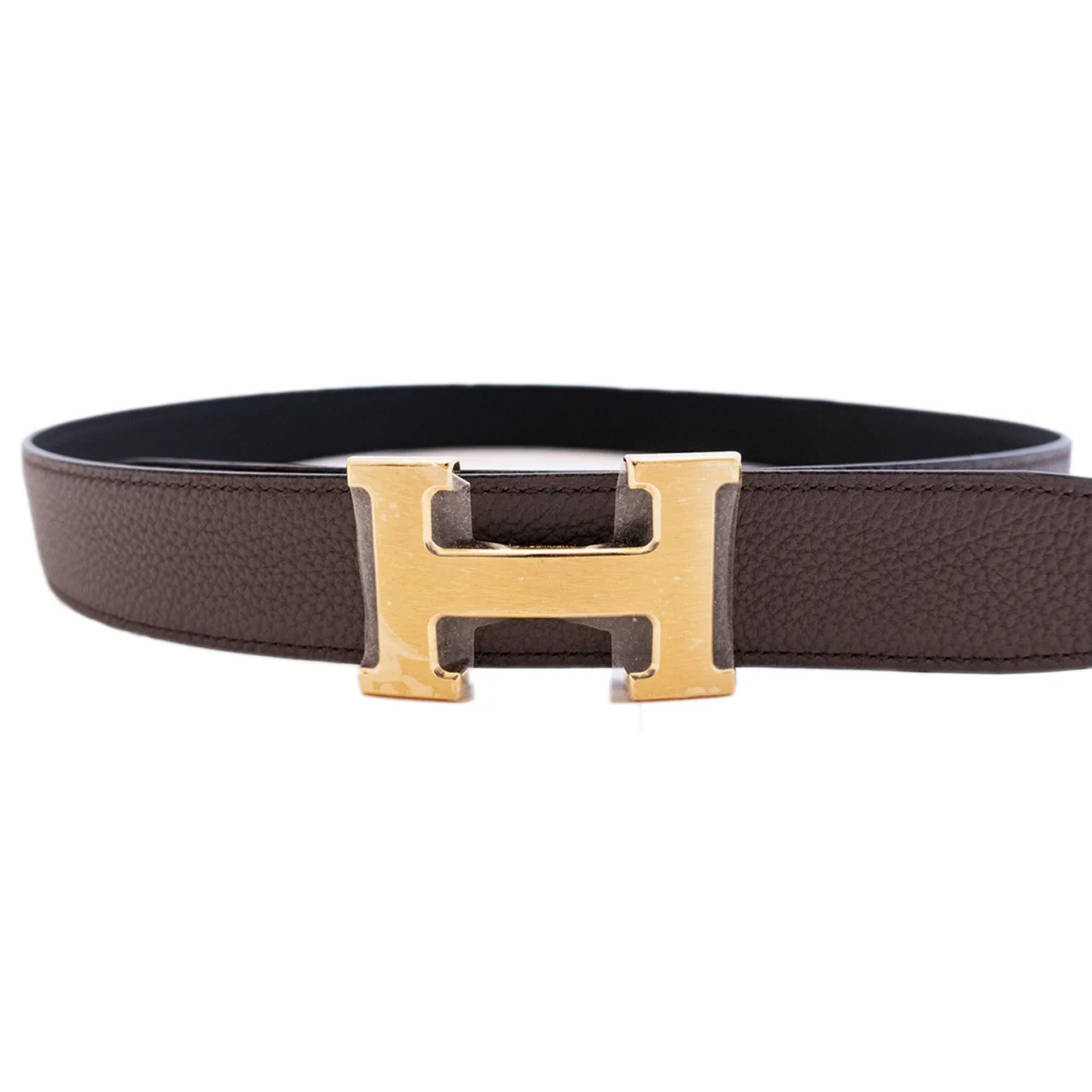 Hermes Etain Grey Black Reversible Constance Gold Belt Kit 32mm 85cm Classic