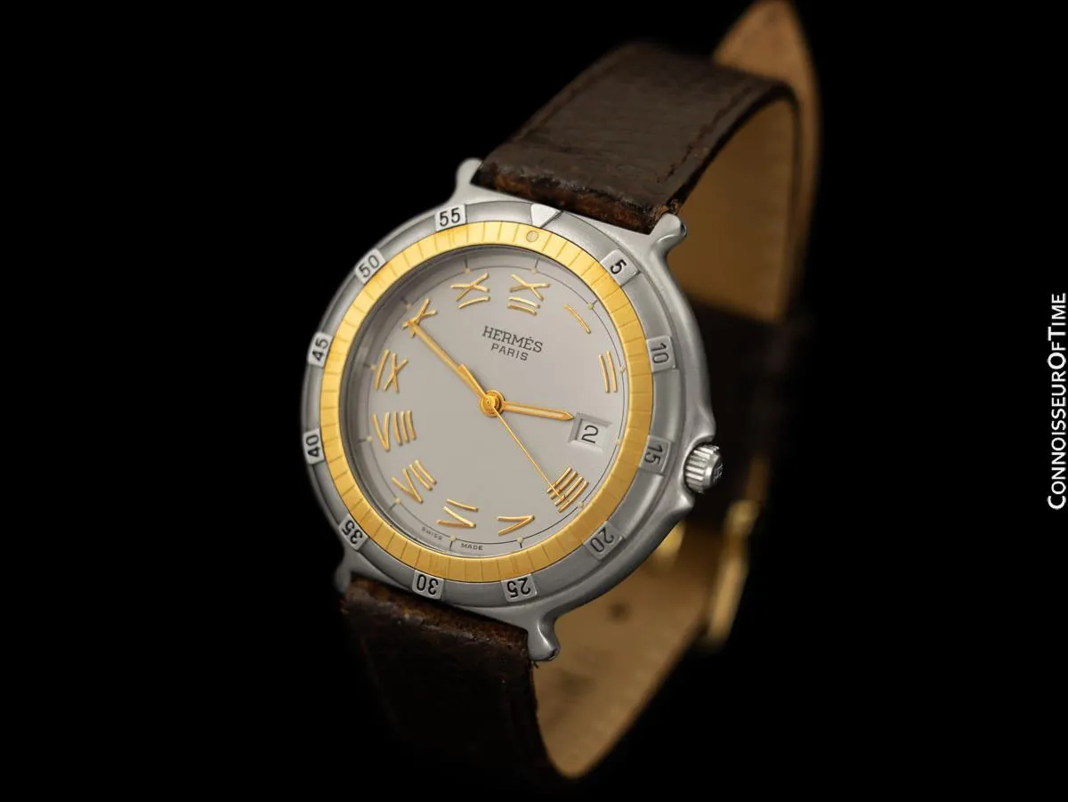Hermes Mens Full Size Captain Nemo Quartz Divers Watch - Stainless Steel & 18K Gold Plated