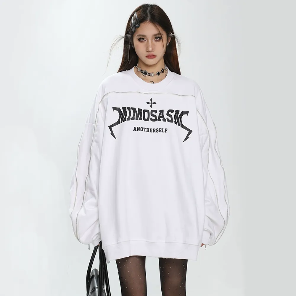 High Street Design Zipper Printed Sweatshirt