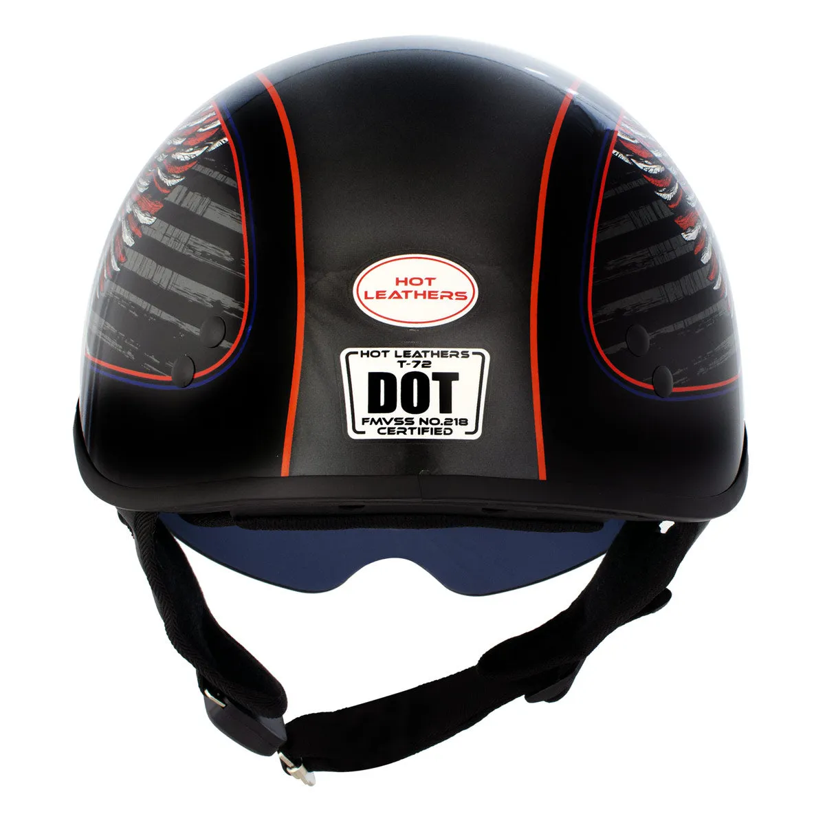HLD1037 Gloss Black 'Up Wing Eagle USA' Advanced DOT Unisex Half Helmet with Drop Down Tinted Visor